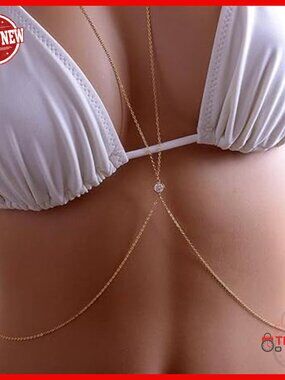 Rhinestone Body Chain Jewelry Alloy Gold Tone Beach Party Wear